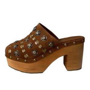 NWOT Free People Claudia Wooden Platform Clogs Size 8